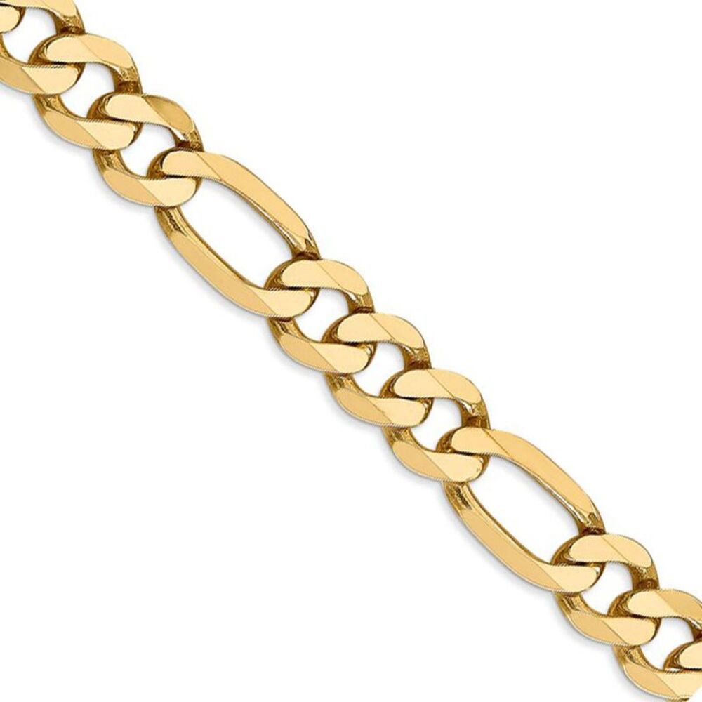 Men's 8.75mm 14k Yellow Gold Flat Figaro Chain Necklace, 20 Inch